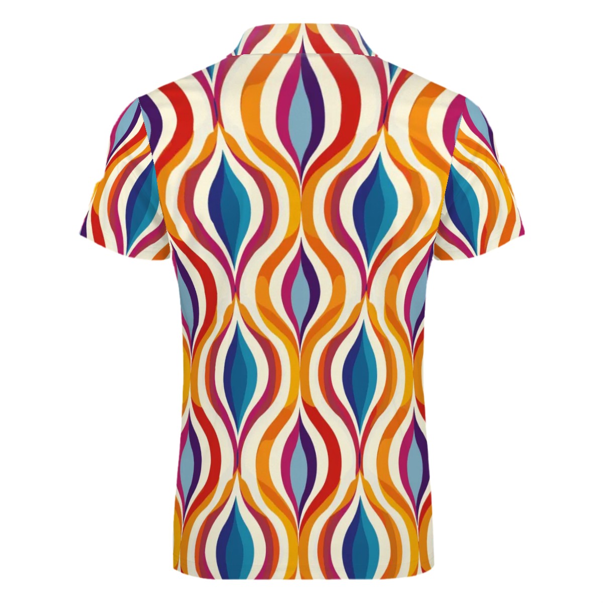 MCM Retro Polo Shirt- Mid Century Geo Design Slim Fit Zipper Polo for men
