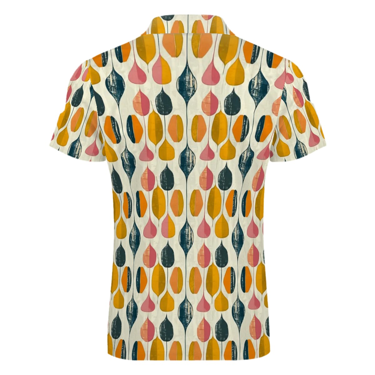 MCM Retro Polo Shirt- Mid Century Geo Design Slim Fit Zipper Polo for men