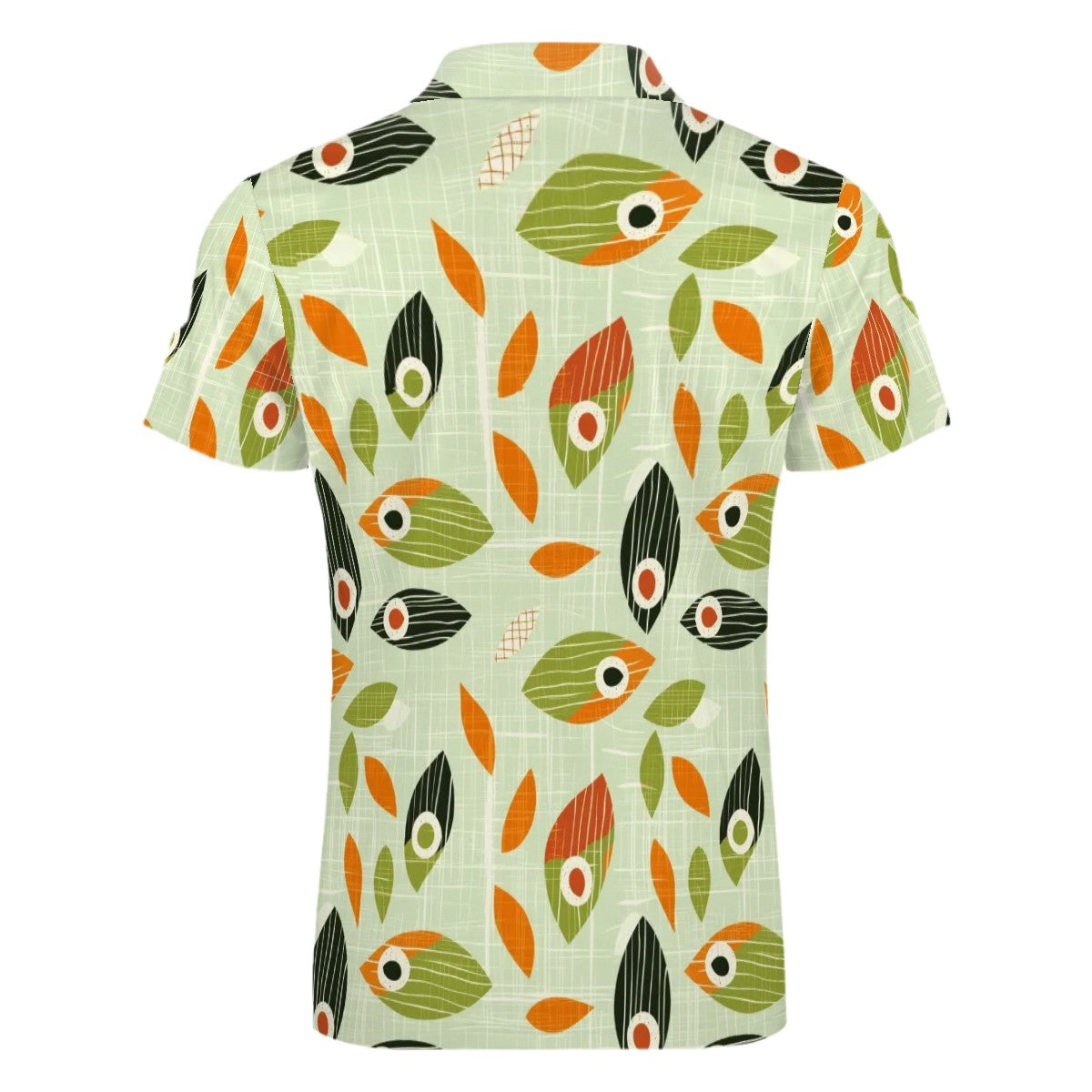 MCM Retro Polo Shirt- Mid Century Geo Design Slim Fit Zipper Polo for men