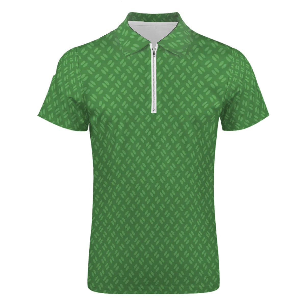 MCM Retro Polo Shirt- Mid Century Geo Design Slim Fit Zipper Polo for men