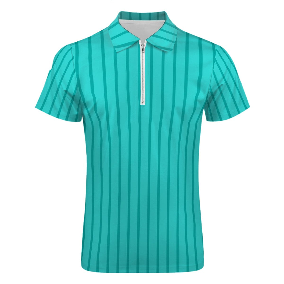 MCM Retro Polo Shirt- Mid Century Geo Design Slim Fit Zipper Polo for men