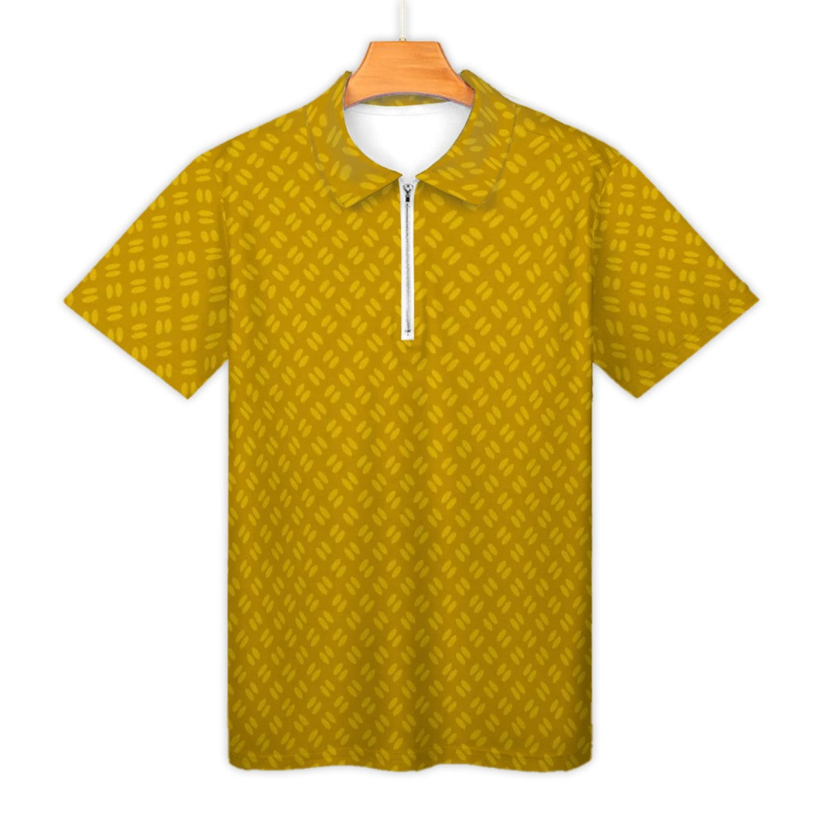 MCM Retro Polo Shirt- Mid Century Geo Design, Slim Fit Zipper Polo for men