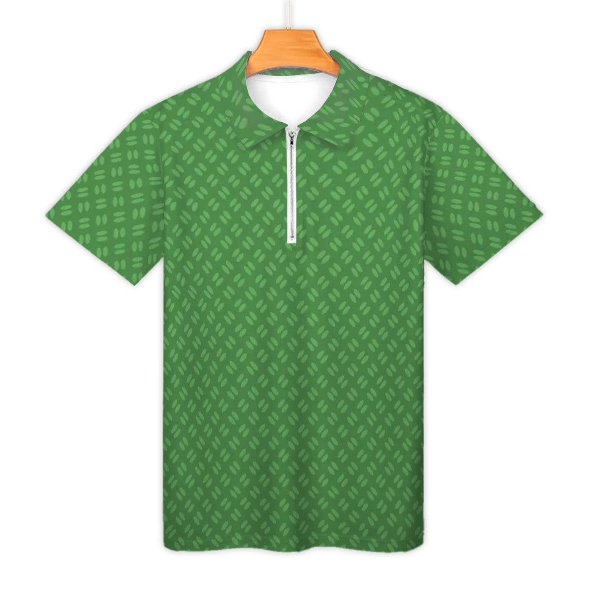 MCM Retro Polo Shirt- Mid Century Geo Design Slim Fit Zipper Polo for men