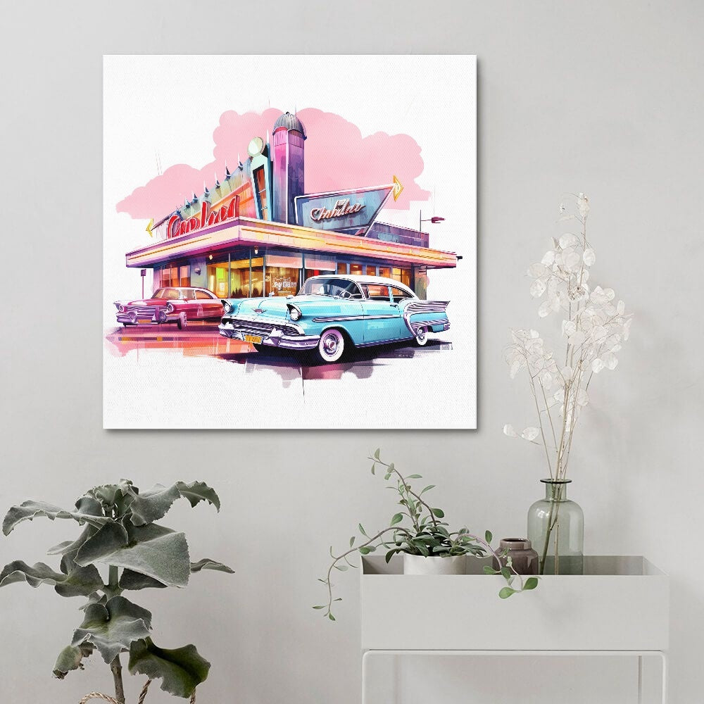 MCM Car Hop Square Unframed Canvas Print
