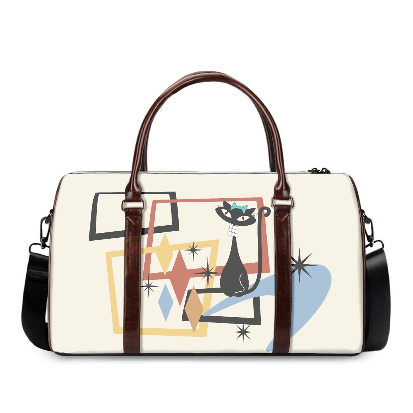 Atomic Cat in Pearls Duffle Weekender Bag