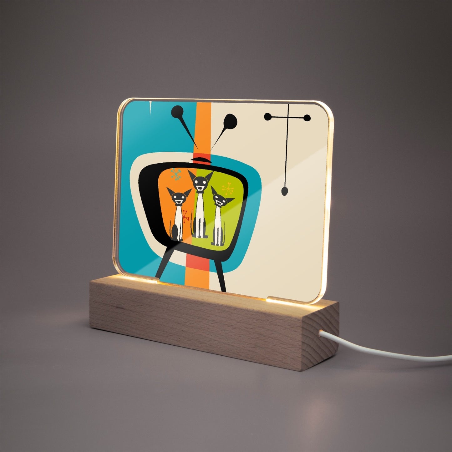 MCM Atomic Dogs Acrylic Plaque with Stand - Rectangle Night Light