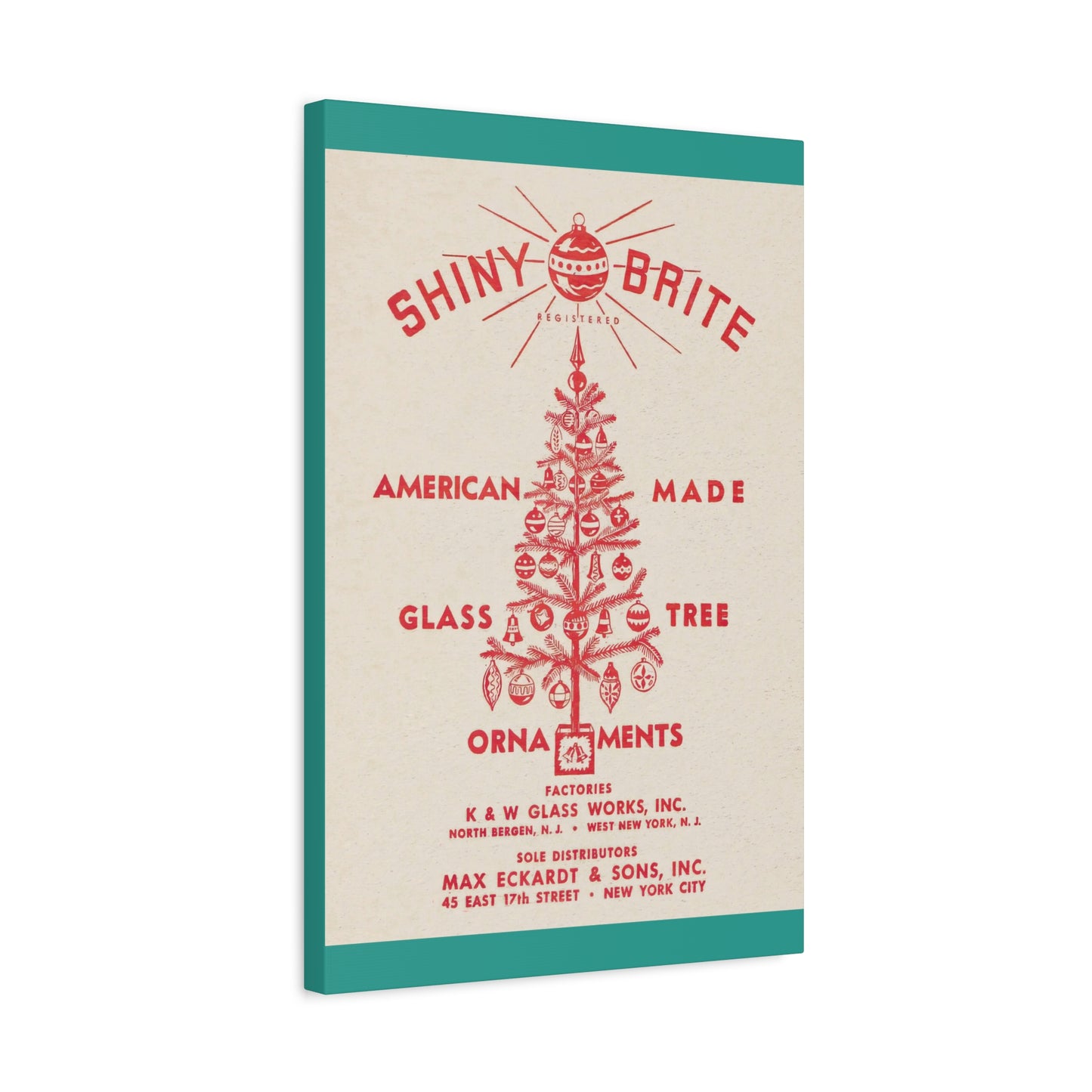 Turq Shiny Brite Ornaments Matte Canvas, Stretched, 1.25"