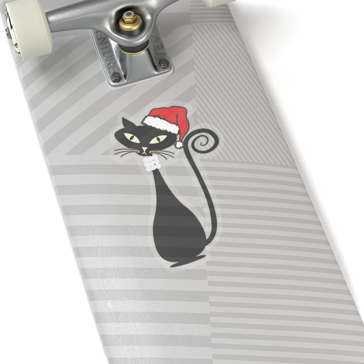 MCM Christmas Sticker, Holiday Atomic Cat Sticker, Black Cat Sticker, Mid Century Modern Cat Sticker, Clear or White edge, Vinyl Sticker