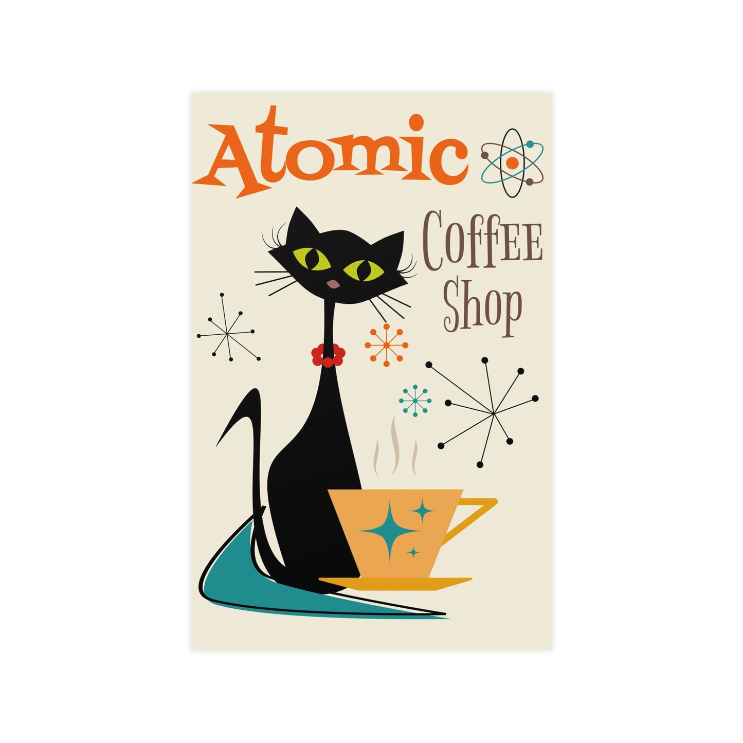 MCM Atomic Cat in Pearls Posters