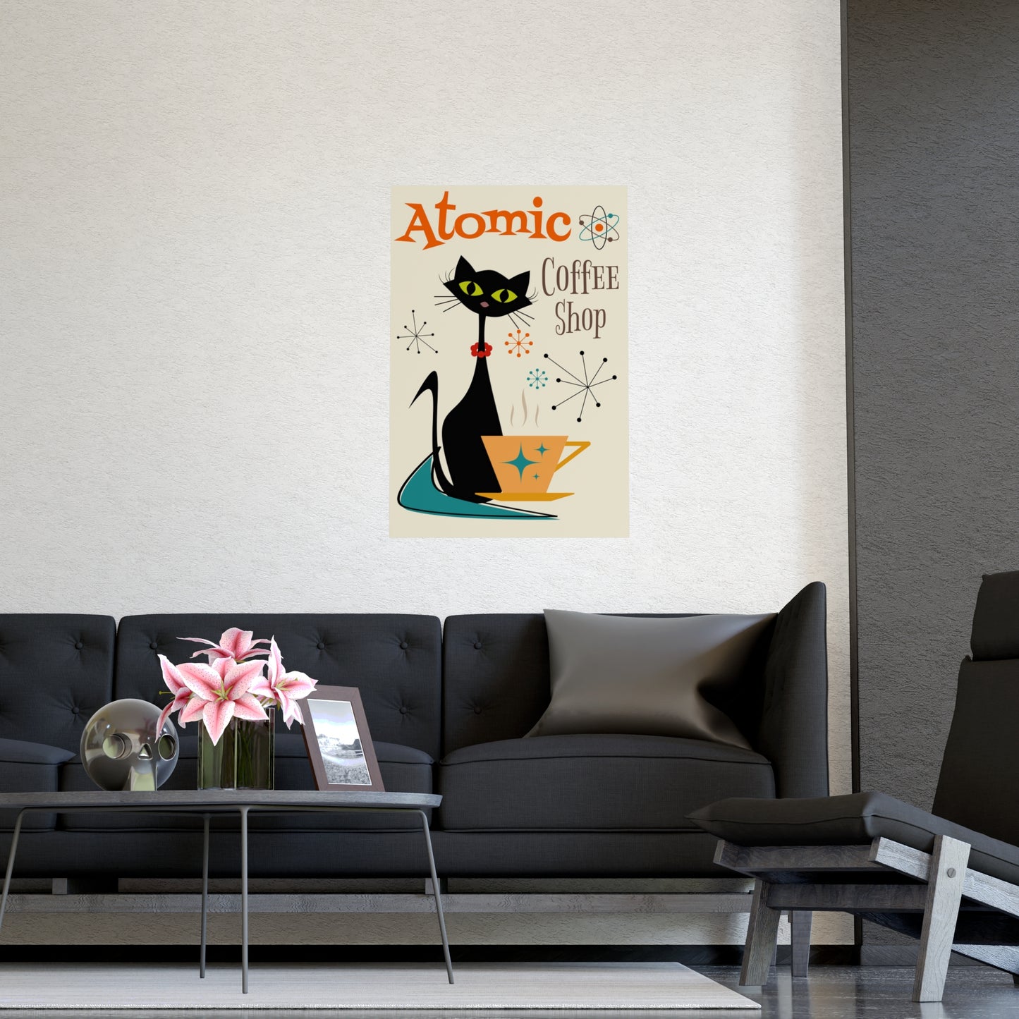 MCM Atomic Cat in Pearls Posters