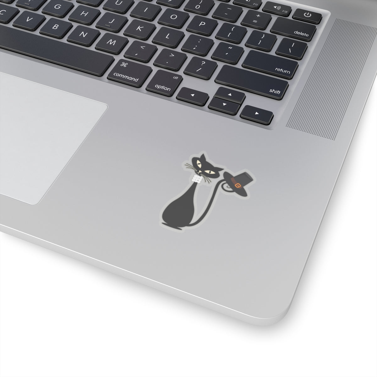 MCM Thanksgiving Sticker, Atomic Cat Sticker, Black Cat Sticker, Mid Century Modern Cat Sticker, Clear or White edge,Vinyl Sticker