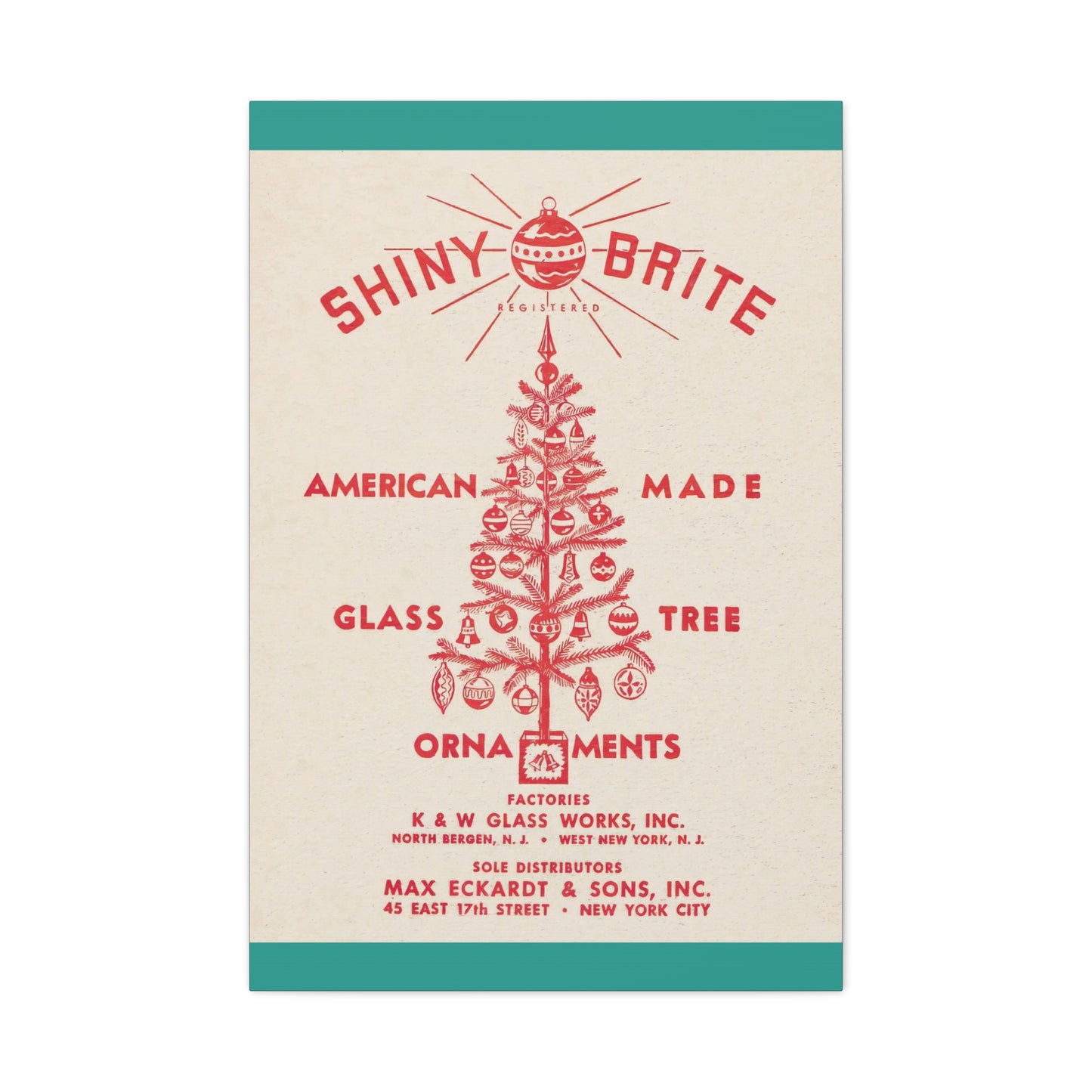 Turq Shiny Brite Ornaments Matte Canvas, Stretched, 1.25"