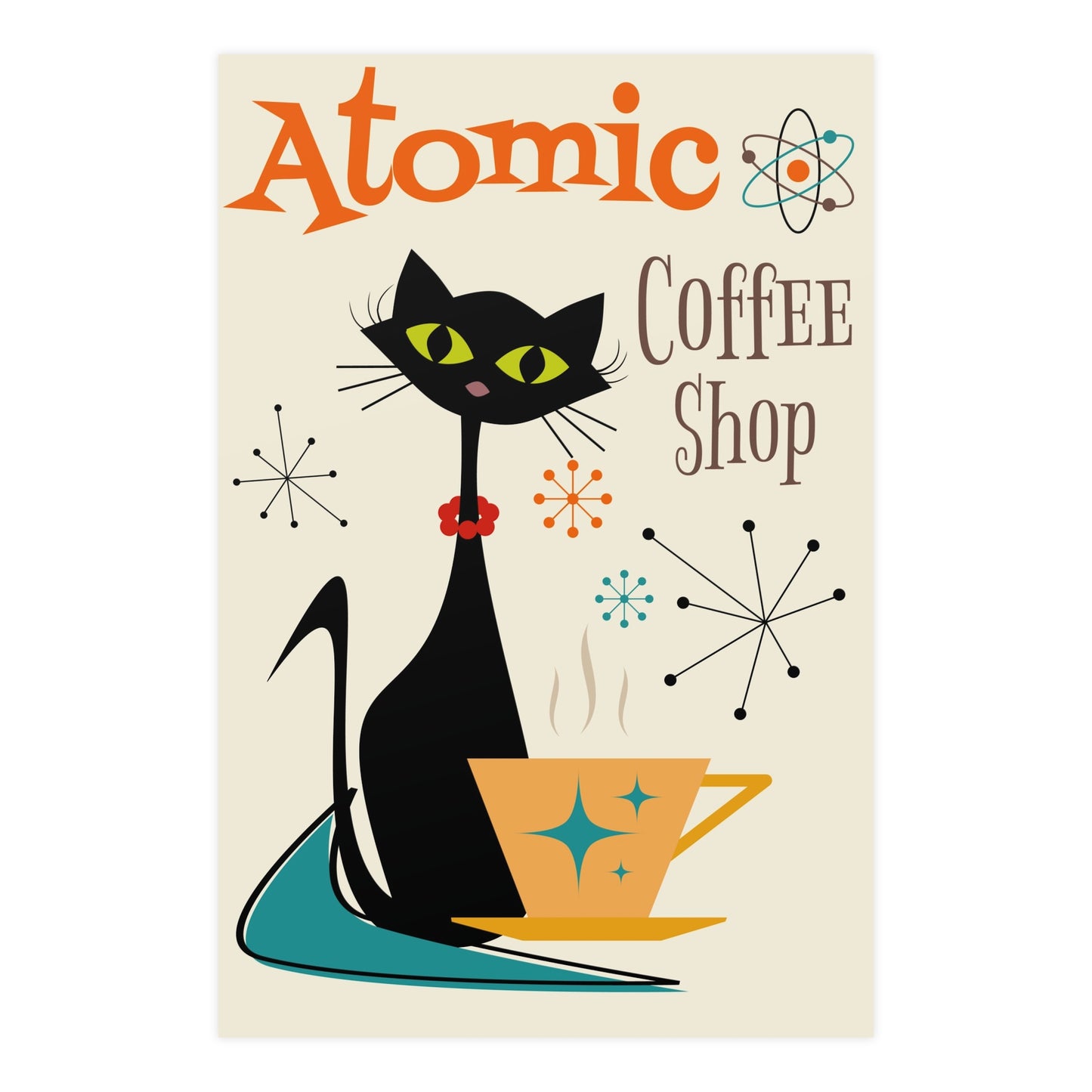 MCM Atomic Cat in Pearls Posters