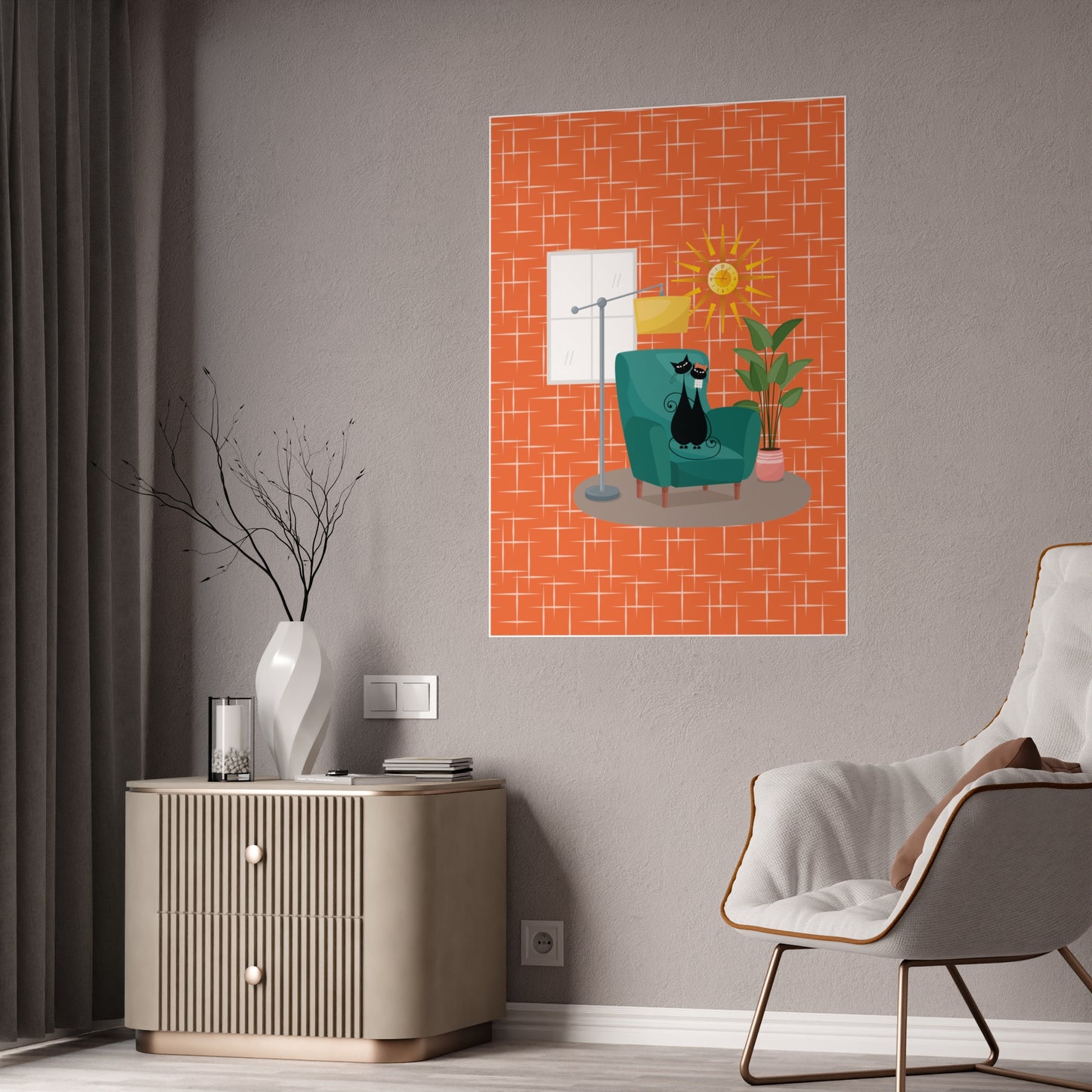 Atomic Cat in Pearls Posters