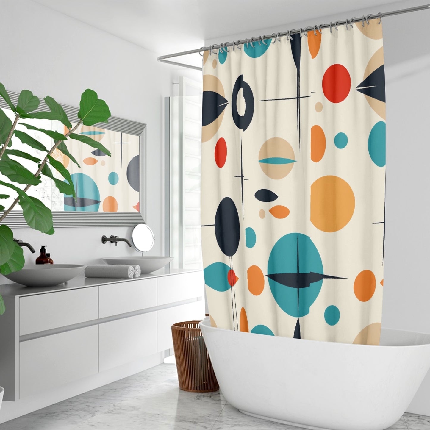 Retro Modern MCM Quick-drying Shower Curtain