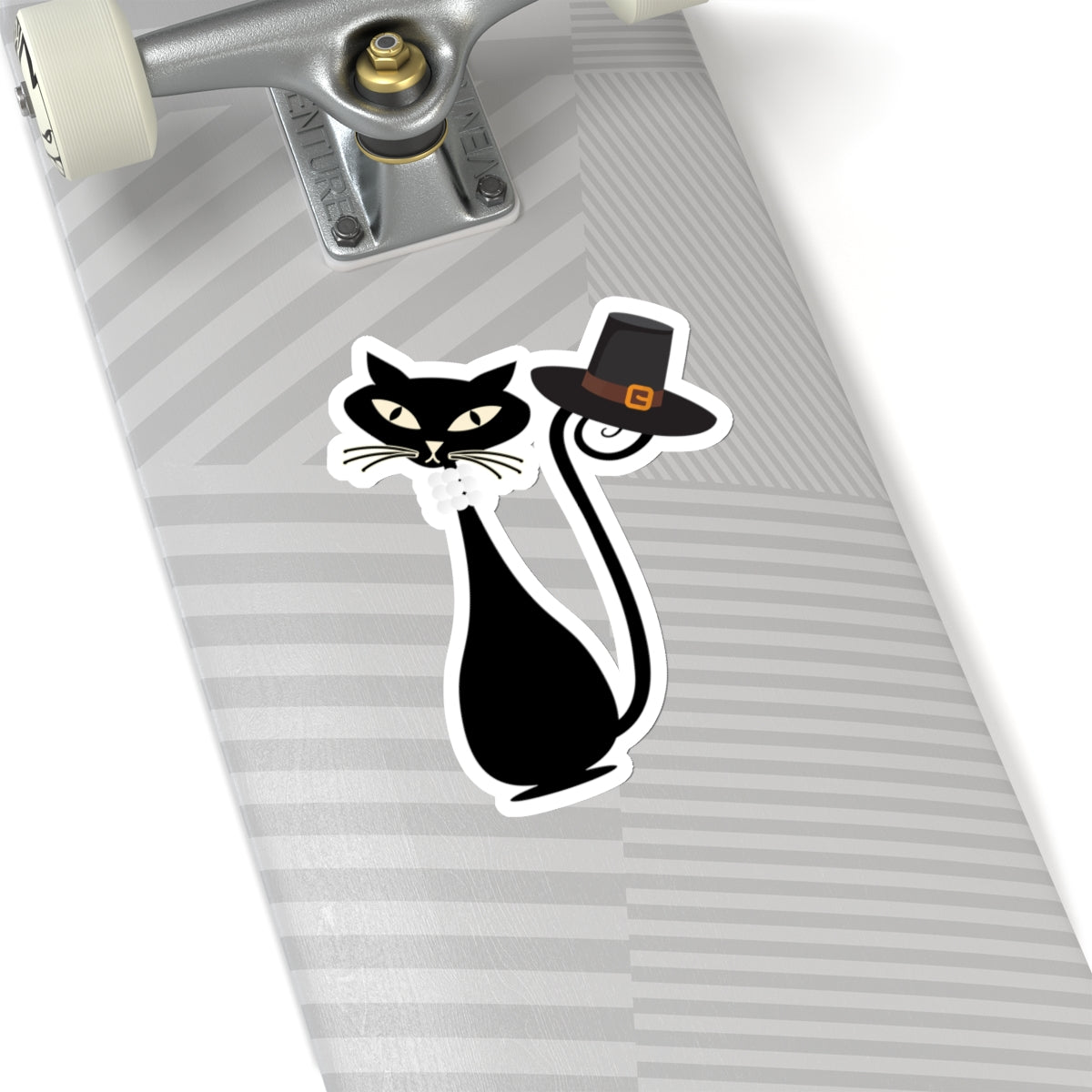 MCM Thanksgiving Sticker, Atomic Cat Sticker, Black Cat Sticker, Mid Century Modern Cat Sticker, Clear or White edge,Vinyl Sticker