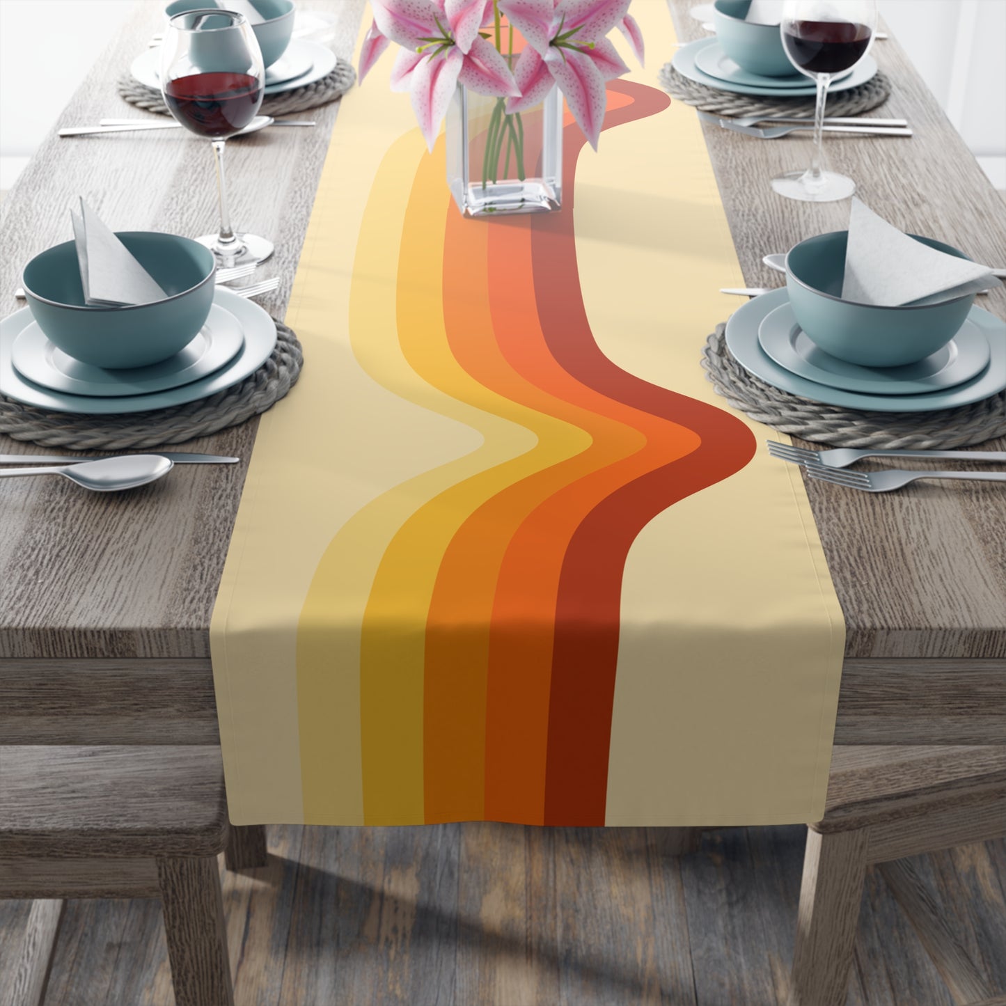 MCM Groovy Table Runner, Retro Vibe StripedTable Runner (Cotton, Poly)