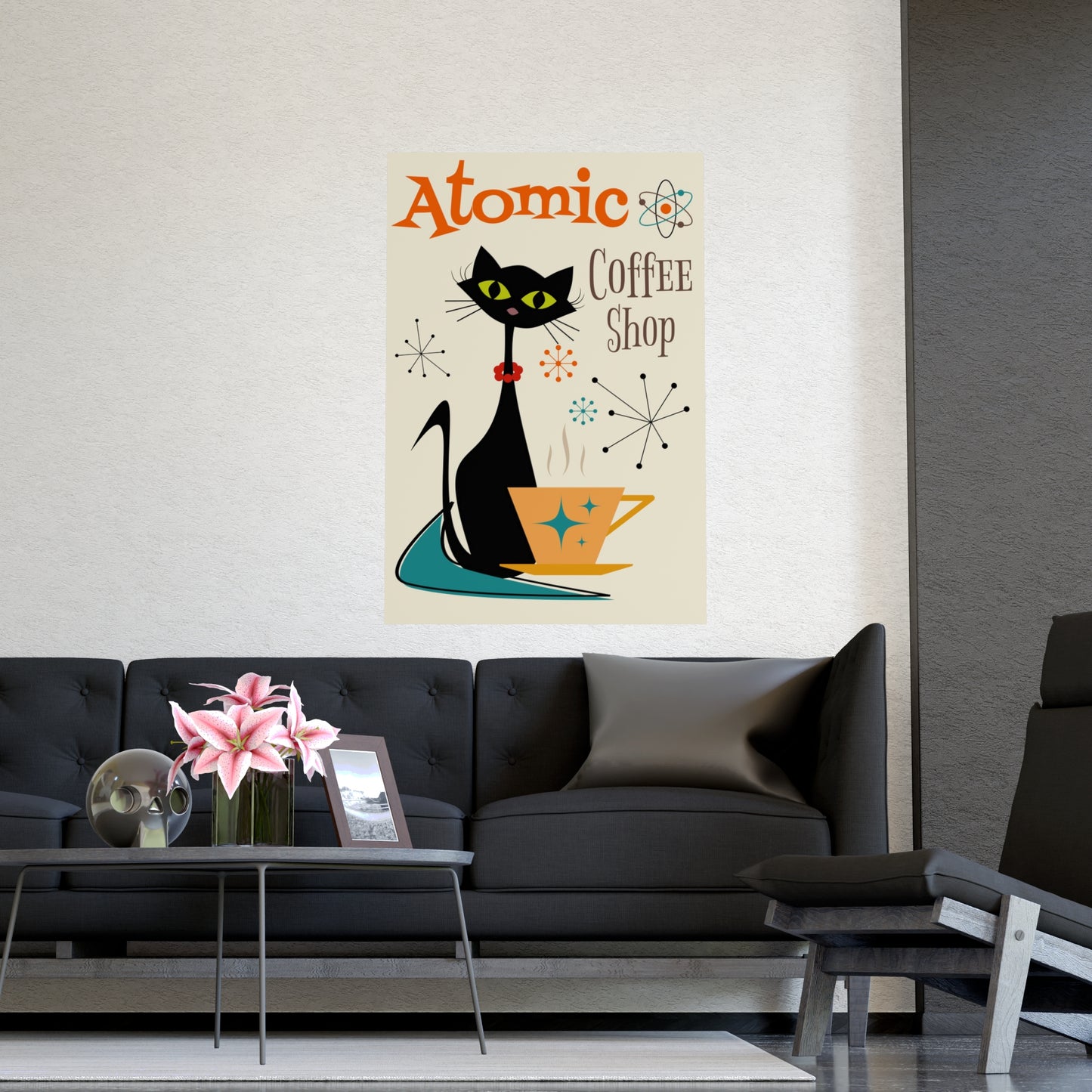 MCM Atomic Cat in Pearls Posters