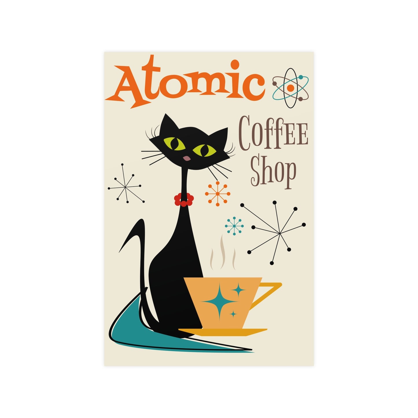 MCM Atomic Cat in Pearls Posters