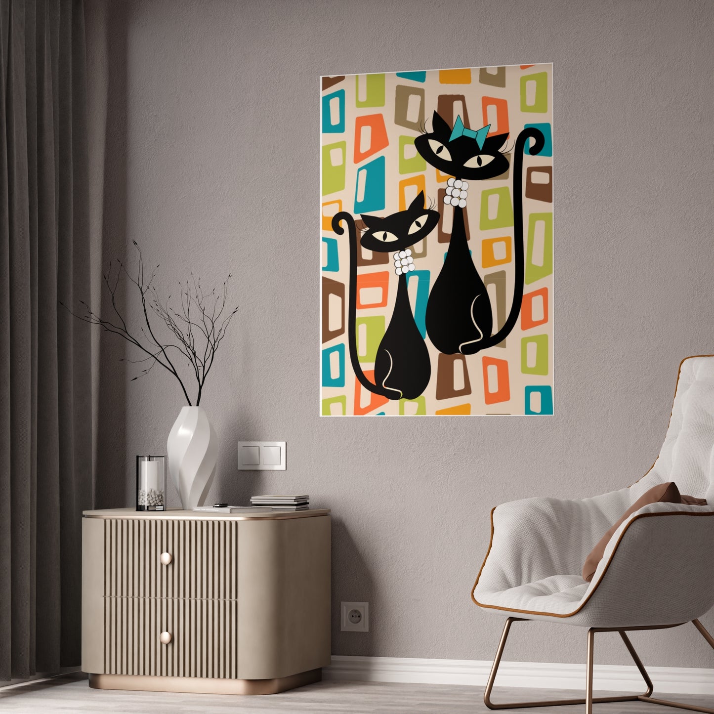 Atomic Cat in Pearls Poster