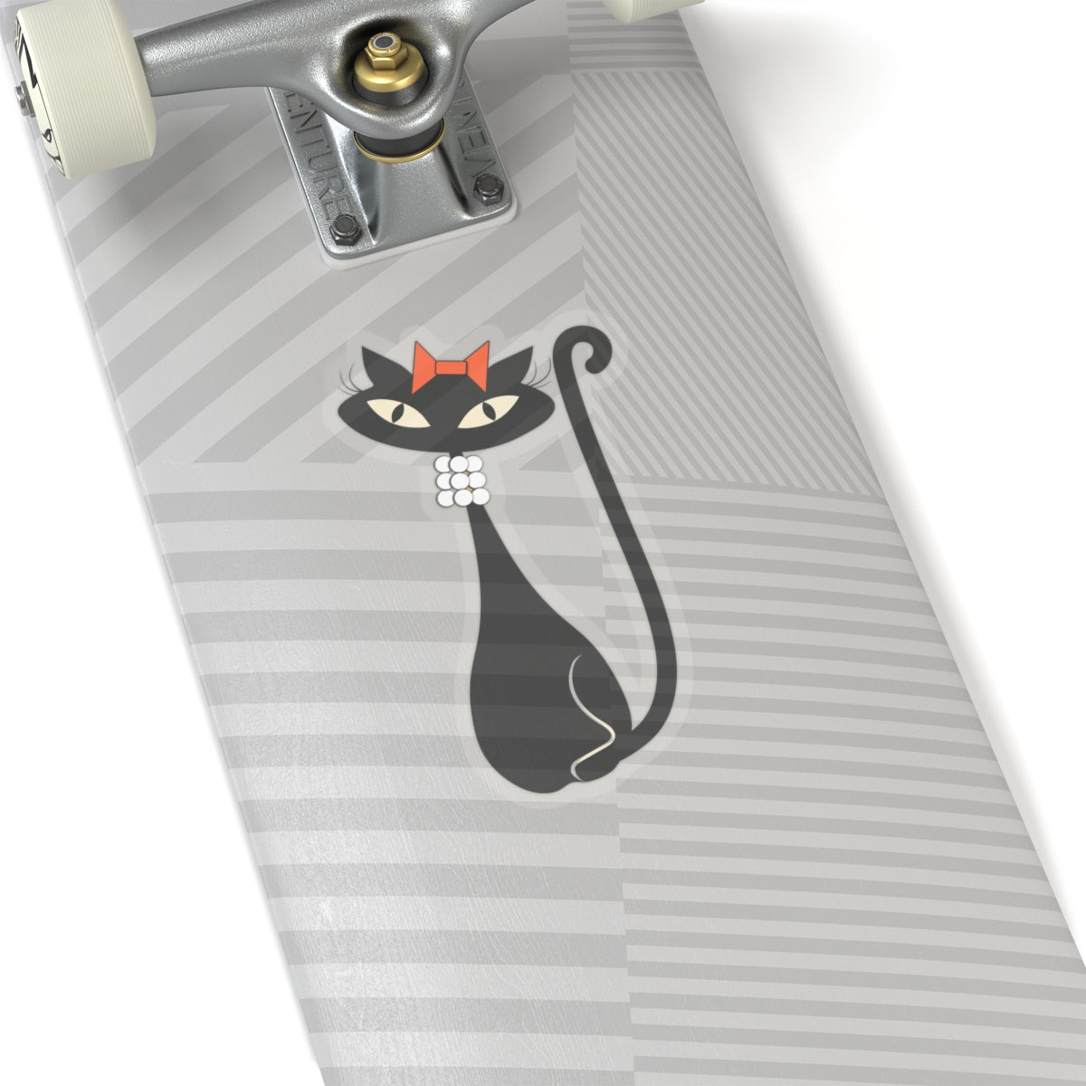 MCM Atomic Cat Sticker, Black Cat Sticker, Mid Century Modern Cat Sticker, Clear or White edge,Birthday Gift for Cat Person Vinyl Sticker