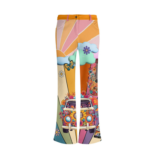 Hippie Van Retro Guitar Music Flare Pants