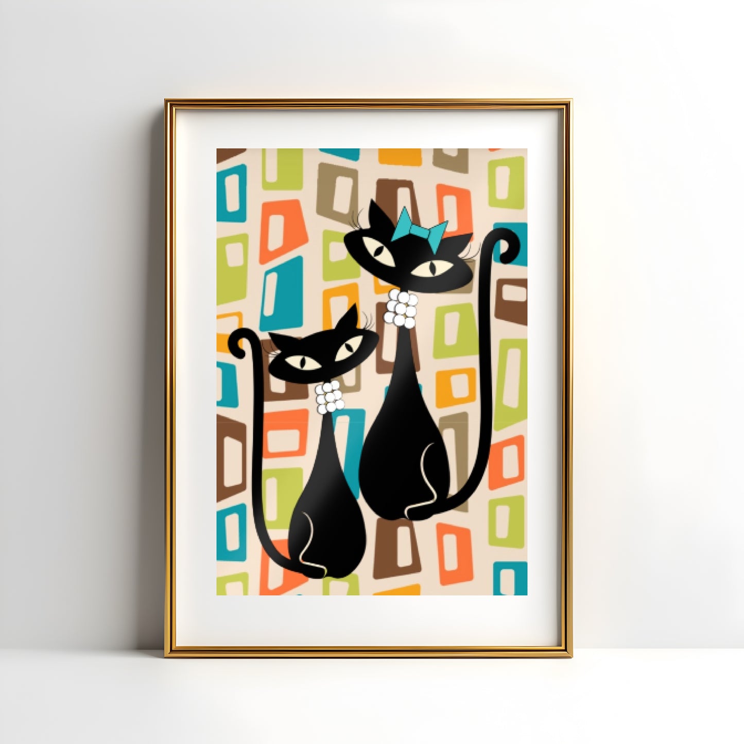 Atomic Cat in Pearls Poster