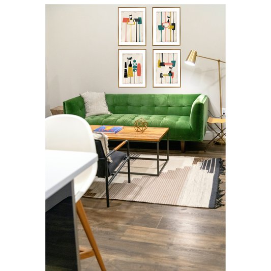 Mid Century Modern Atomic Cat in Pearls Posters Set of 4