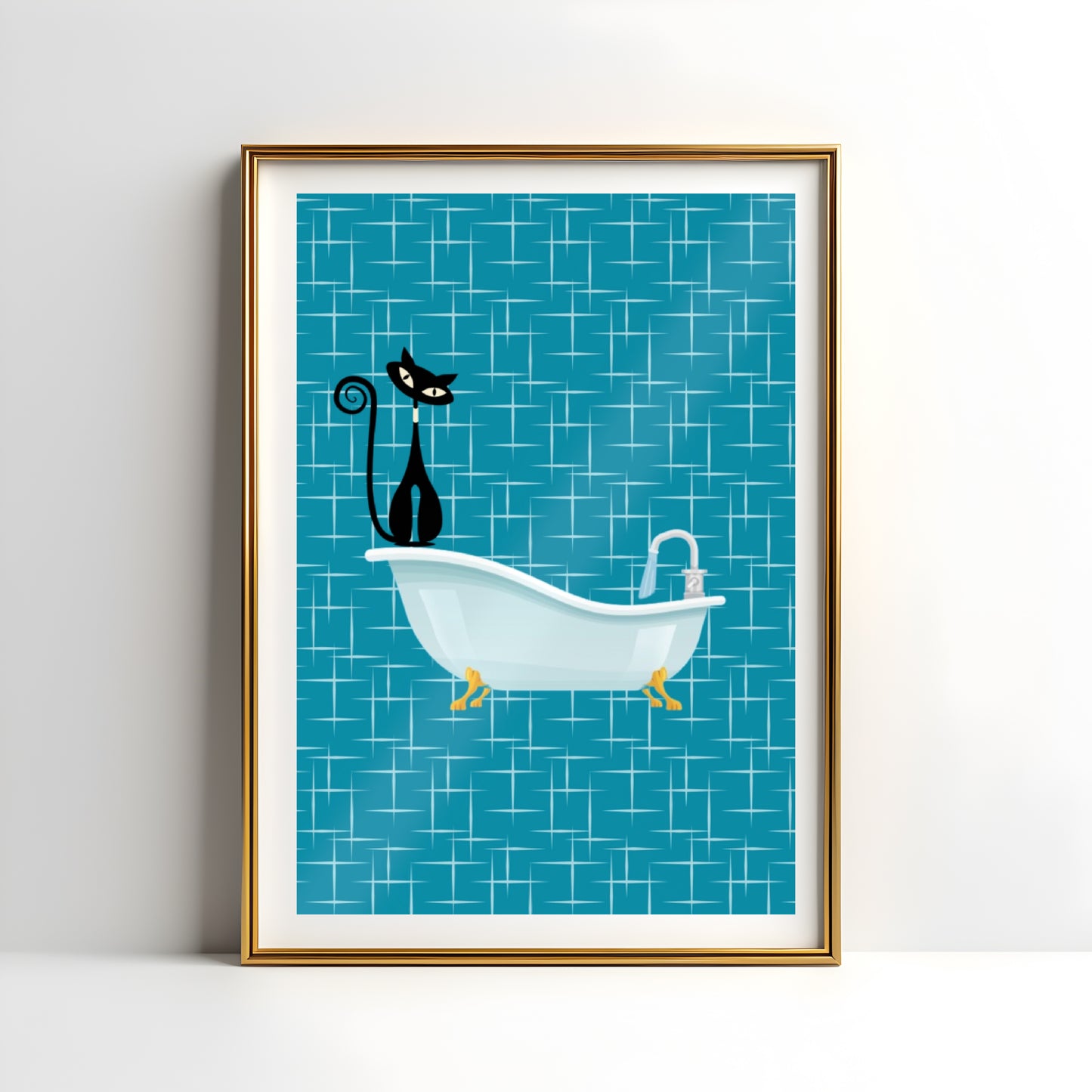 Atomic Cat on the Bathtub Poster