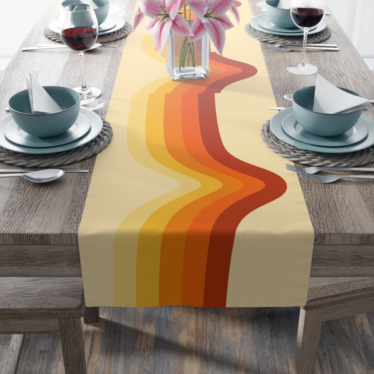 MCM Groovy Table Runner, Retro Vibe StripedTable Runner (Cotton, Poly)