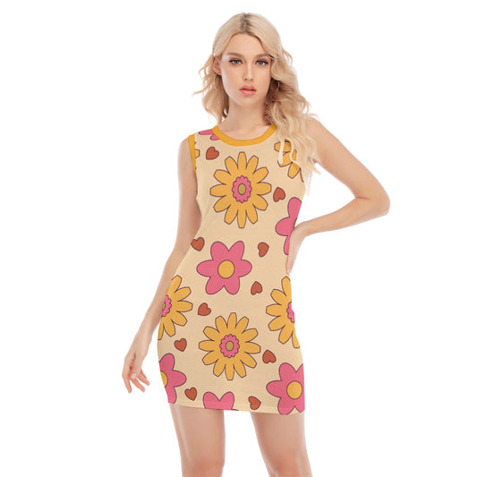 Retro Hippie Floral Go-Go Dress - Mini Dress, MCM Tank Dress