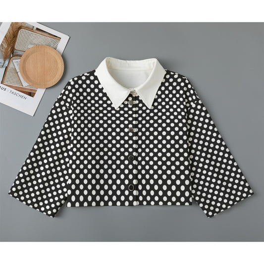 MCM Black Polka Dot Women's Cropped Jacket - White and Black Short Jacket