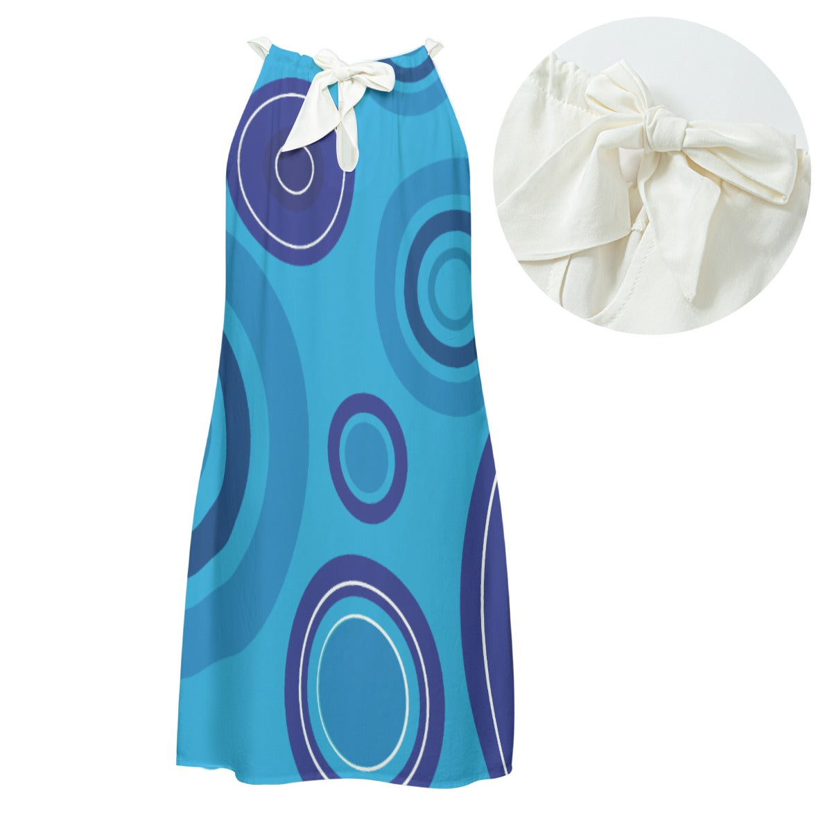 Retro Blue Halter Dress,  Groovy GoGo Dress, Mid Century Modern,