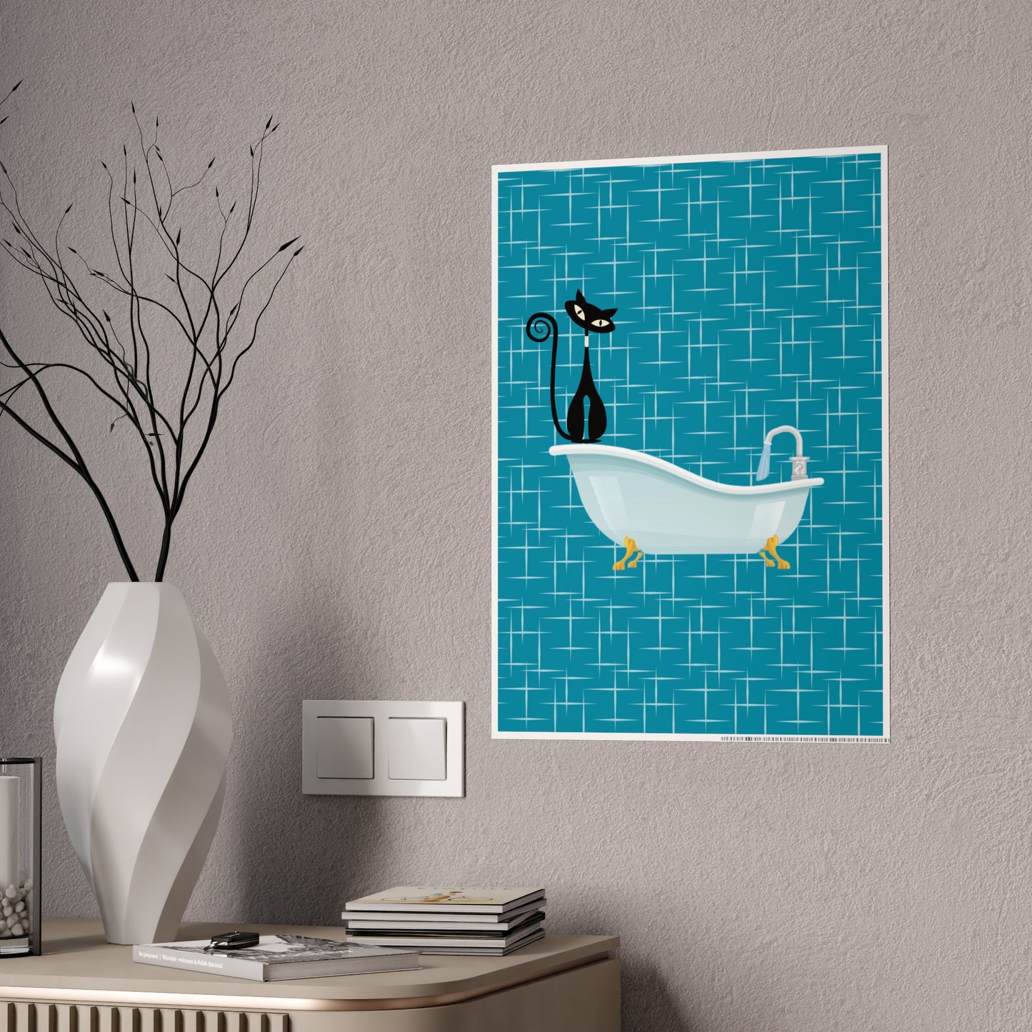 Atomic Cat on the Bathtub Poster