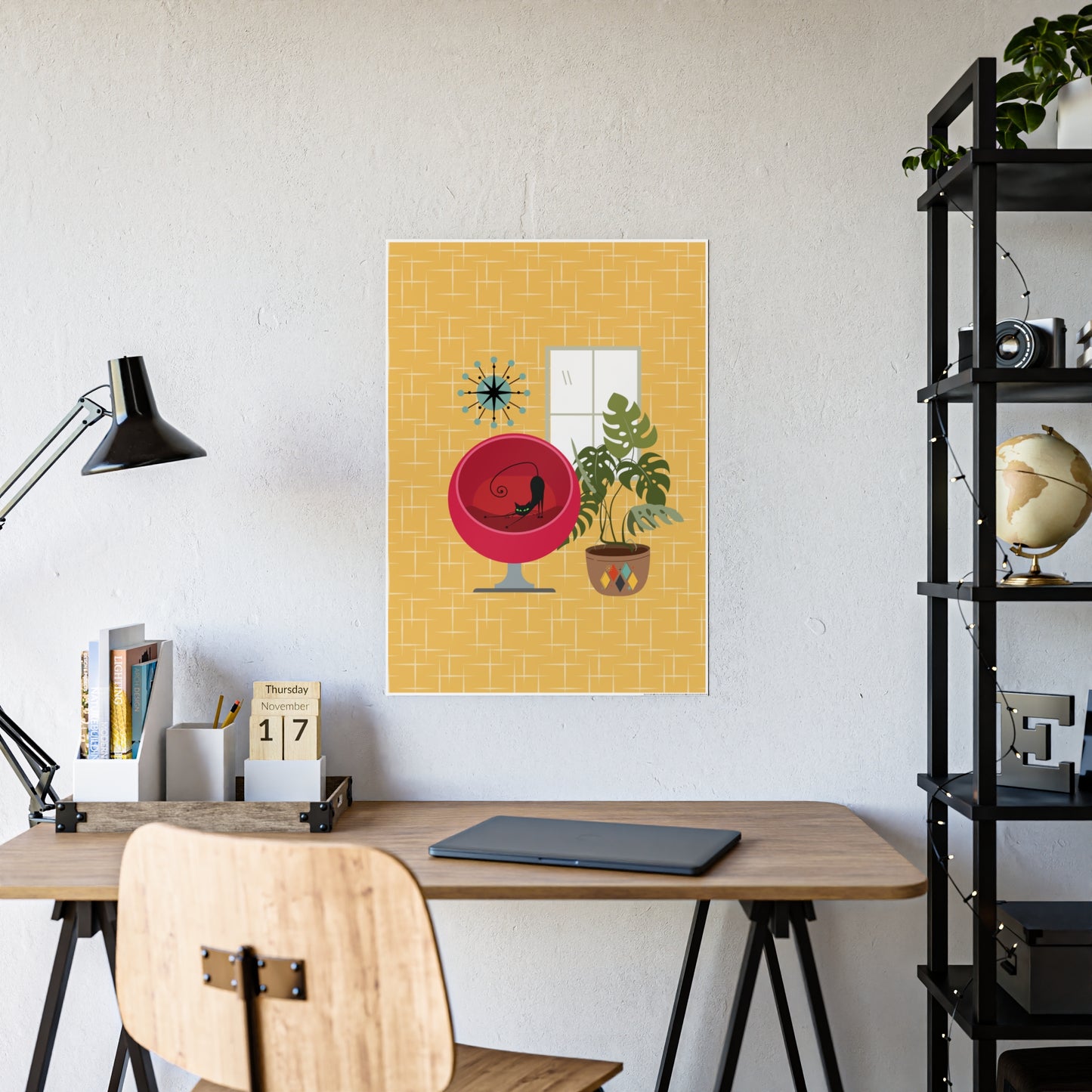 Atomic Cat in Pearls Posters