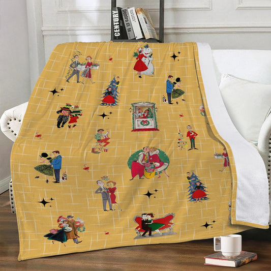 MCM Christmas Couple Dual-sided Stitched Blanket- Holiday Throw