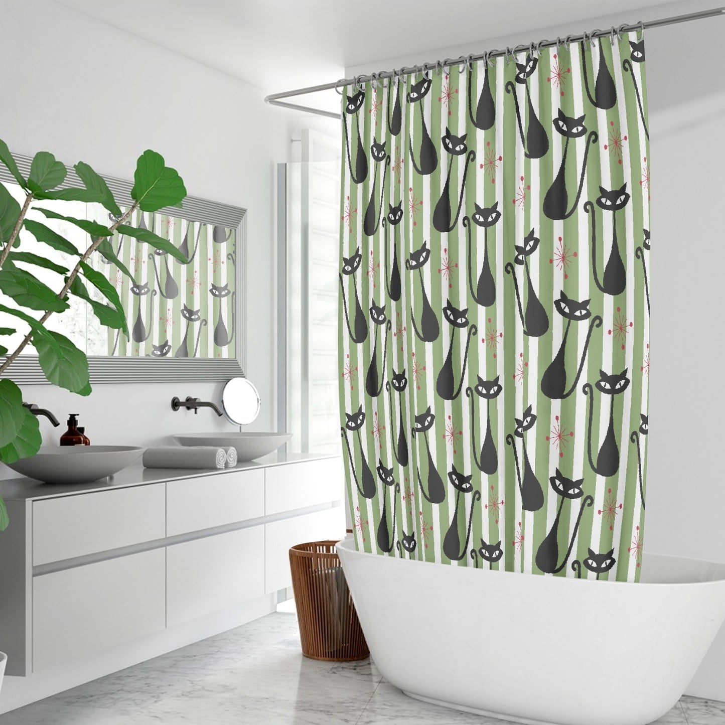 Atomic Cat MCM Quick-drying Shower Curtain