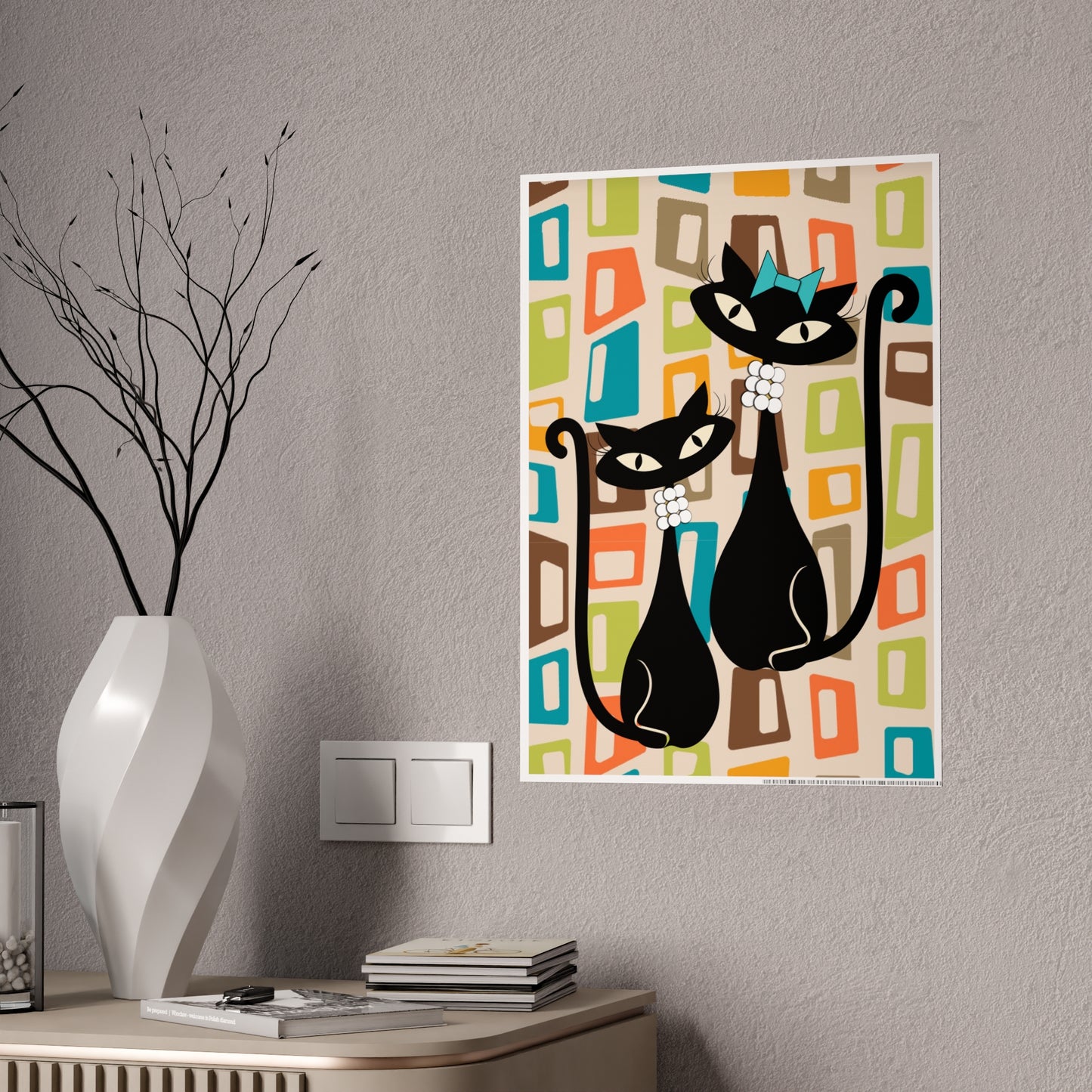 Atomic Cat in Pearls Poster