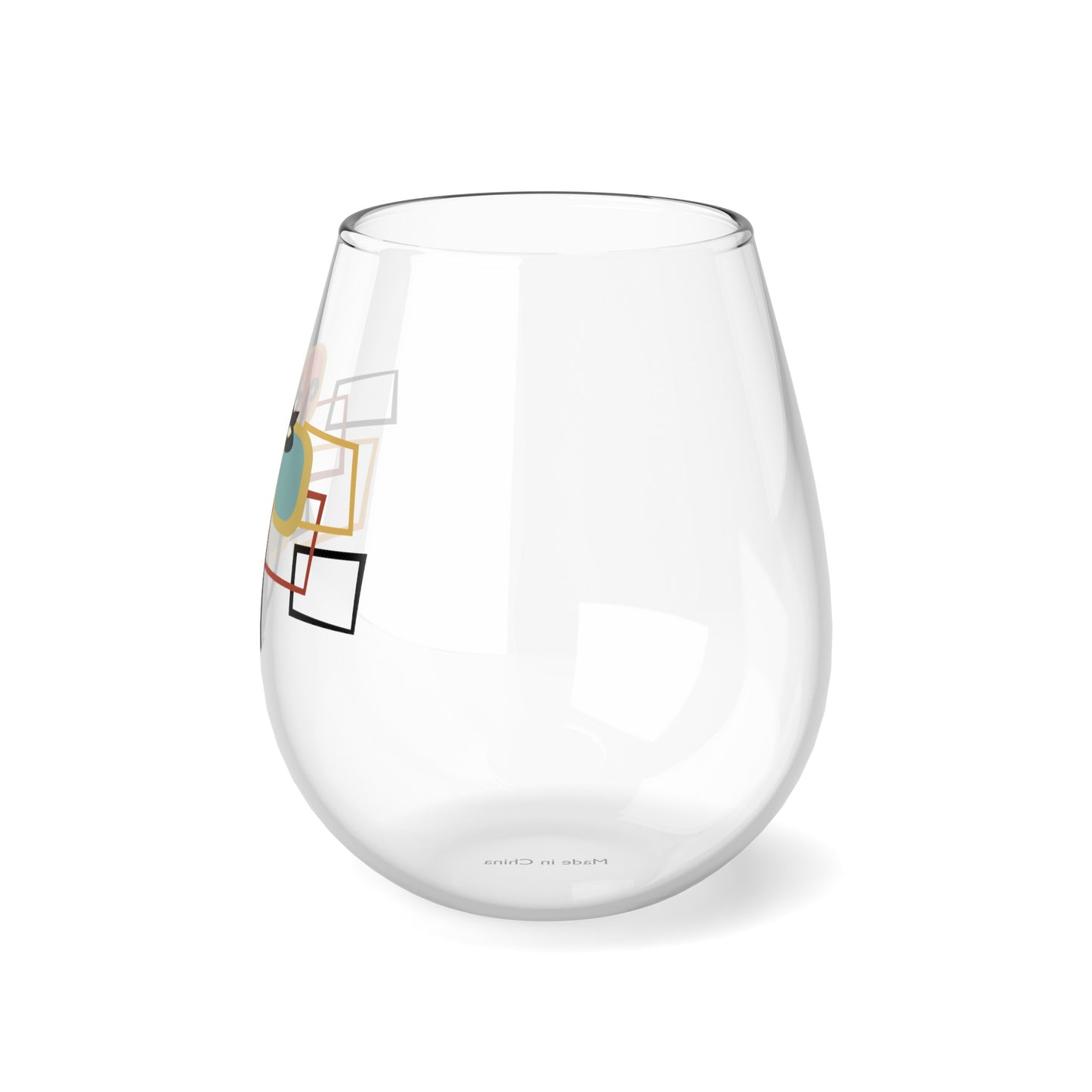 MCM Atomic Cat Wine Glasses, Set of 1/2/4 pcs. Stemless Wine Glass, Cocktail Glass