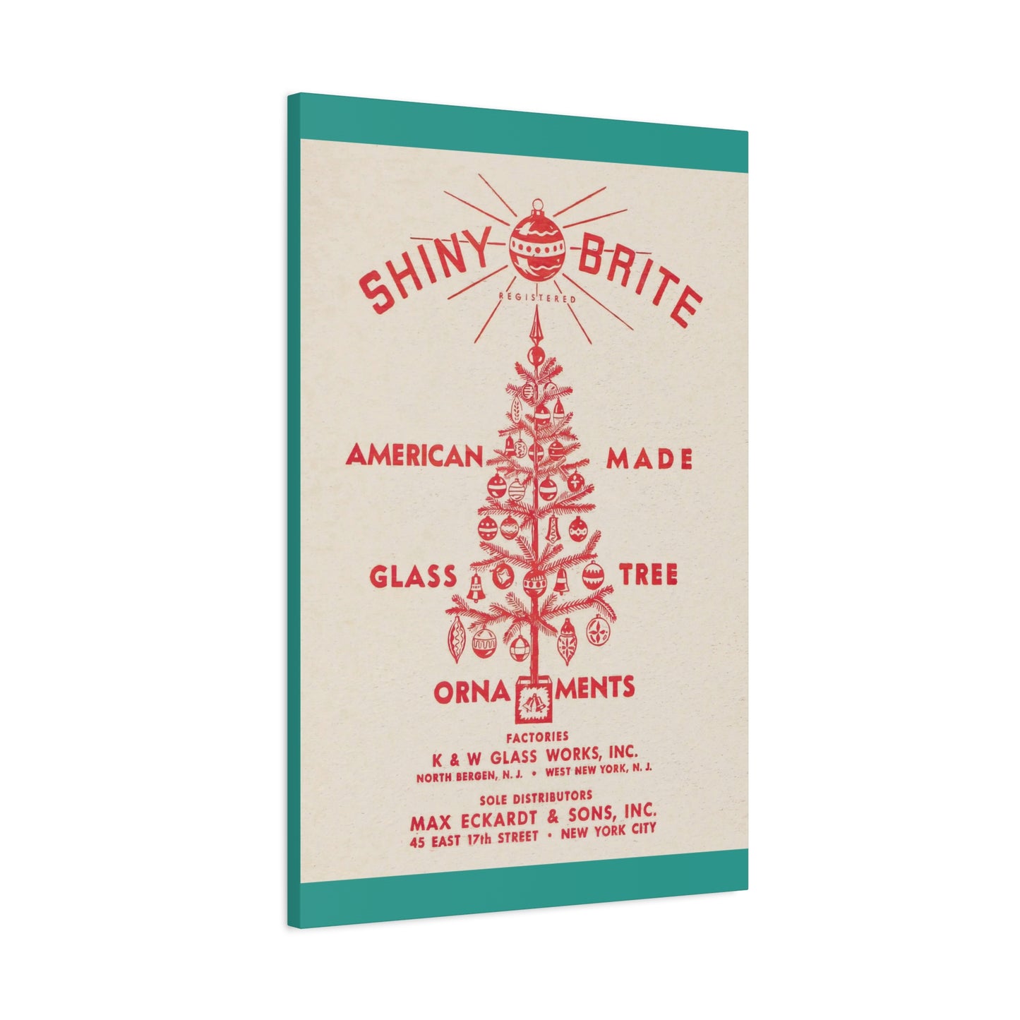 Turq Shiny Brite Ornaments Matte Canvas, Stretched, 1.25"