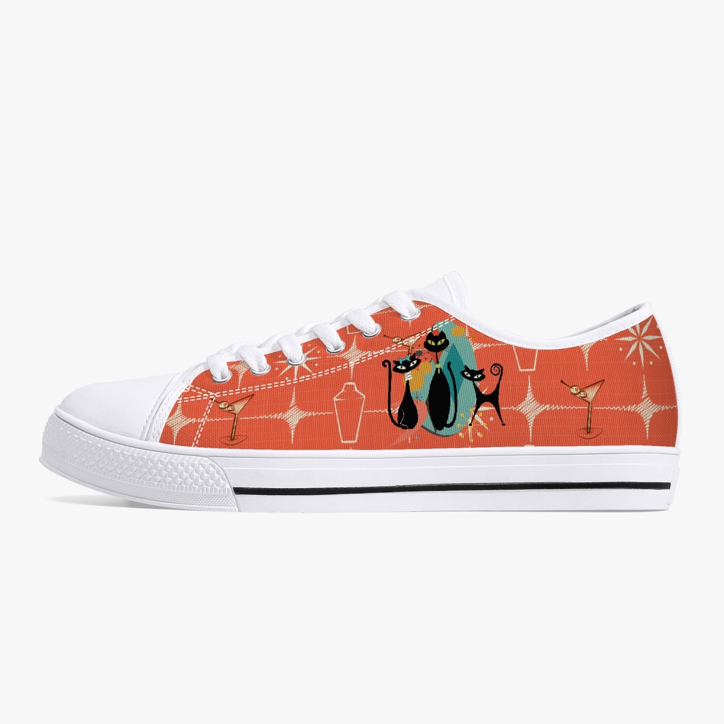 Atomic Cat Low-Top Canvas Shoes - Unisex Converse Style Tennis Shoe