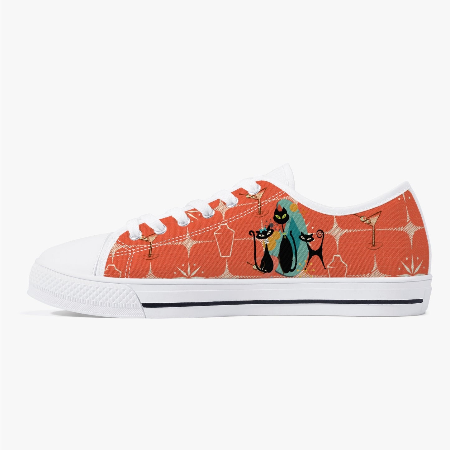 Atomic Cat Low-Top Canvas Shoes - Unisex Converse Style Tennis Shoe