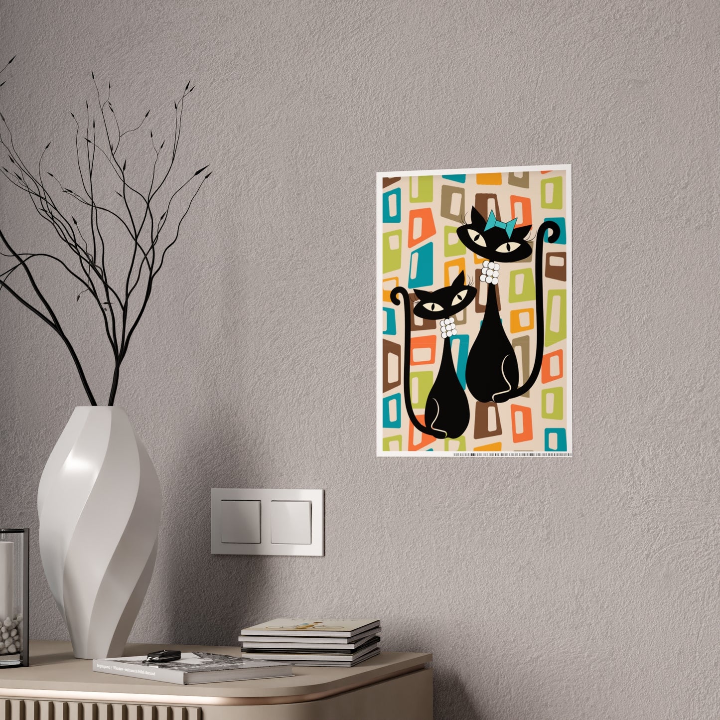 Atomic Cat in Pearls Poster