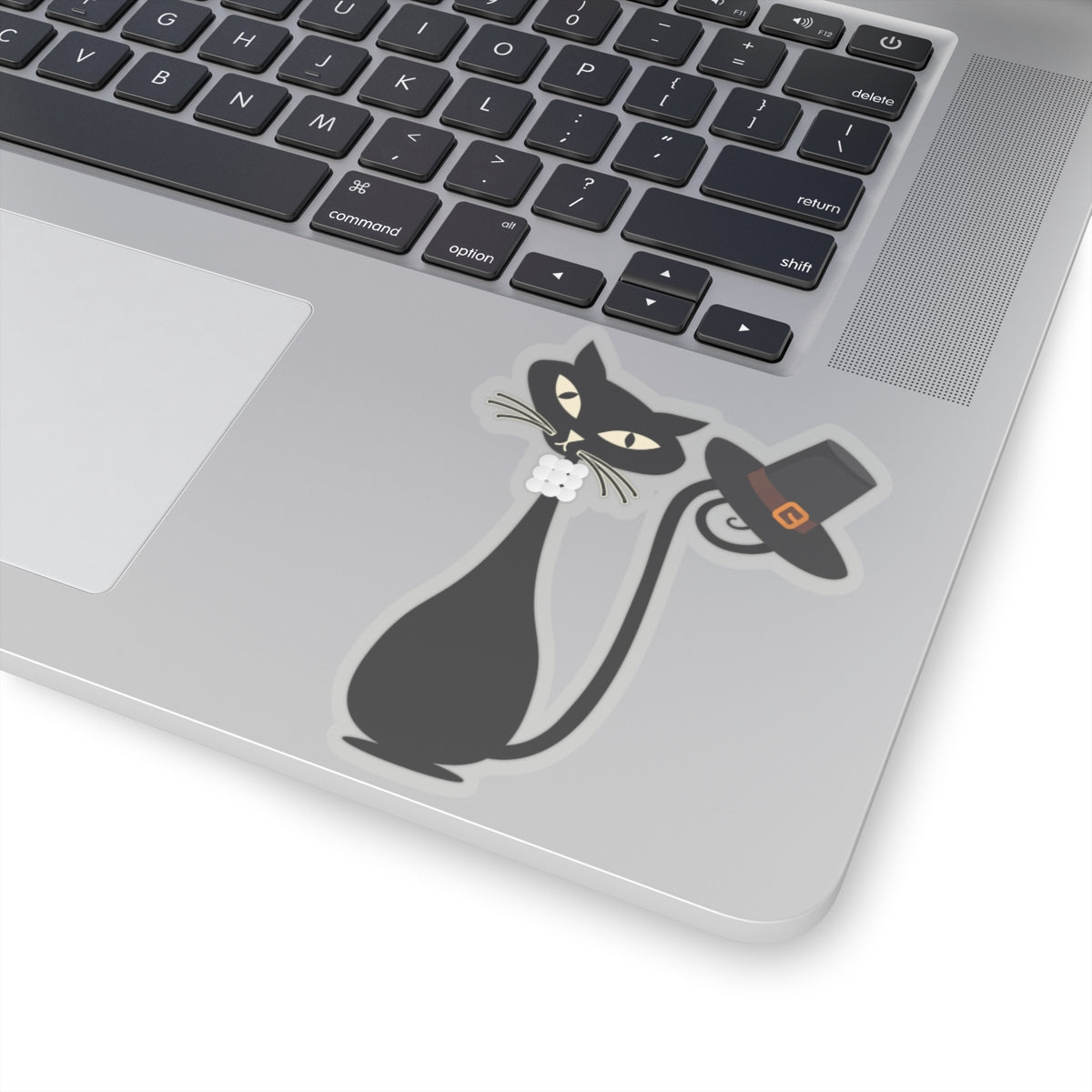 MCM Thanksgiving Sticker, Atomic Cat Sticker, Black Cat Sticker, Mid Century Modern Cat Sticker, Clear or White edge,Vinyl Sticker