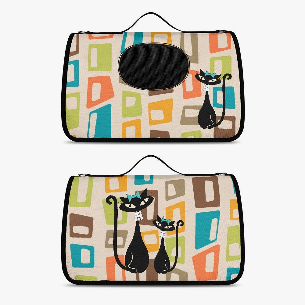 Atomic Cat in Pearls Pet Carrier Bag