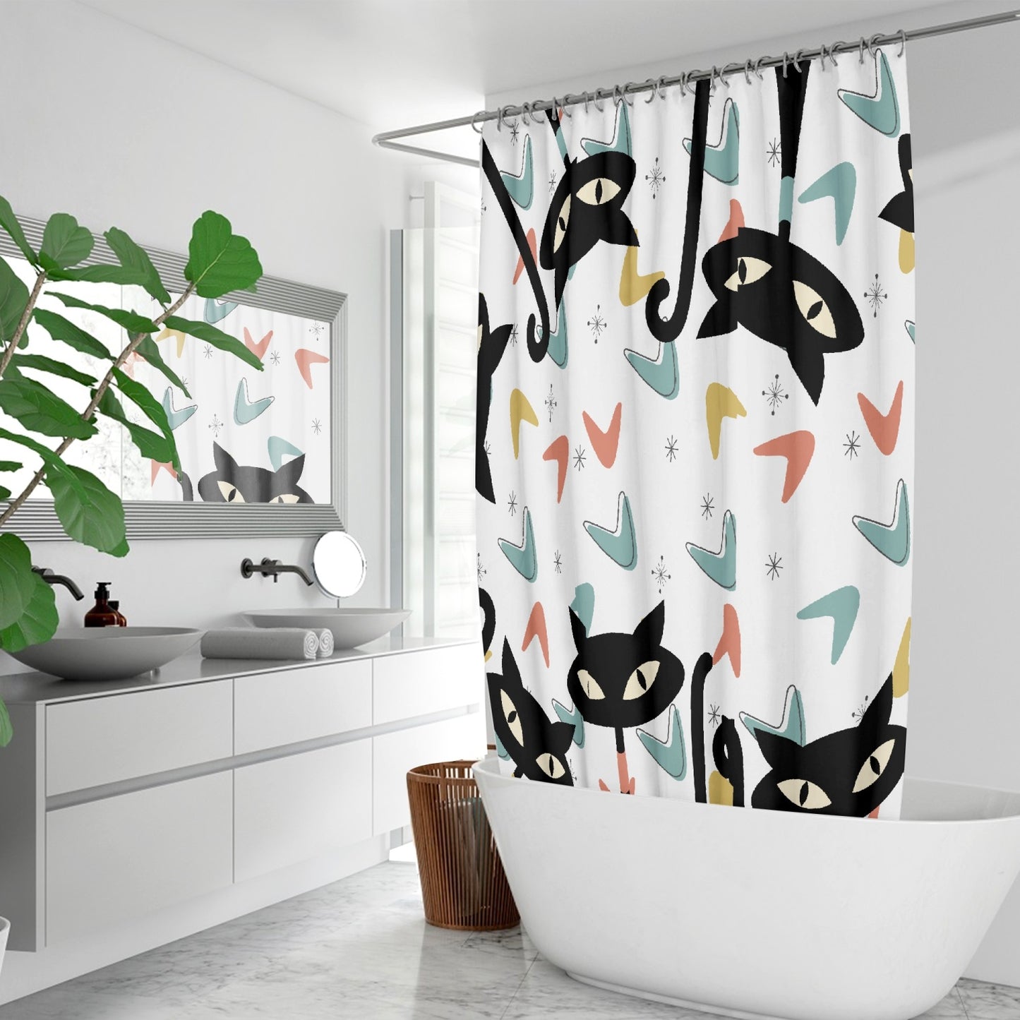 Atomic Cat MCM Quick-drying Shower Curtain