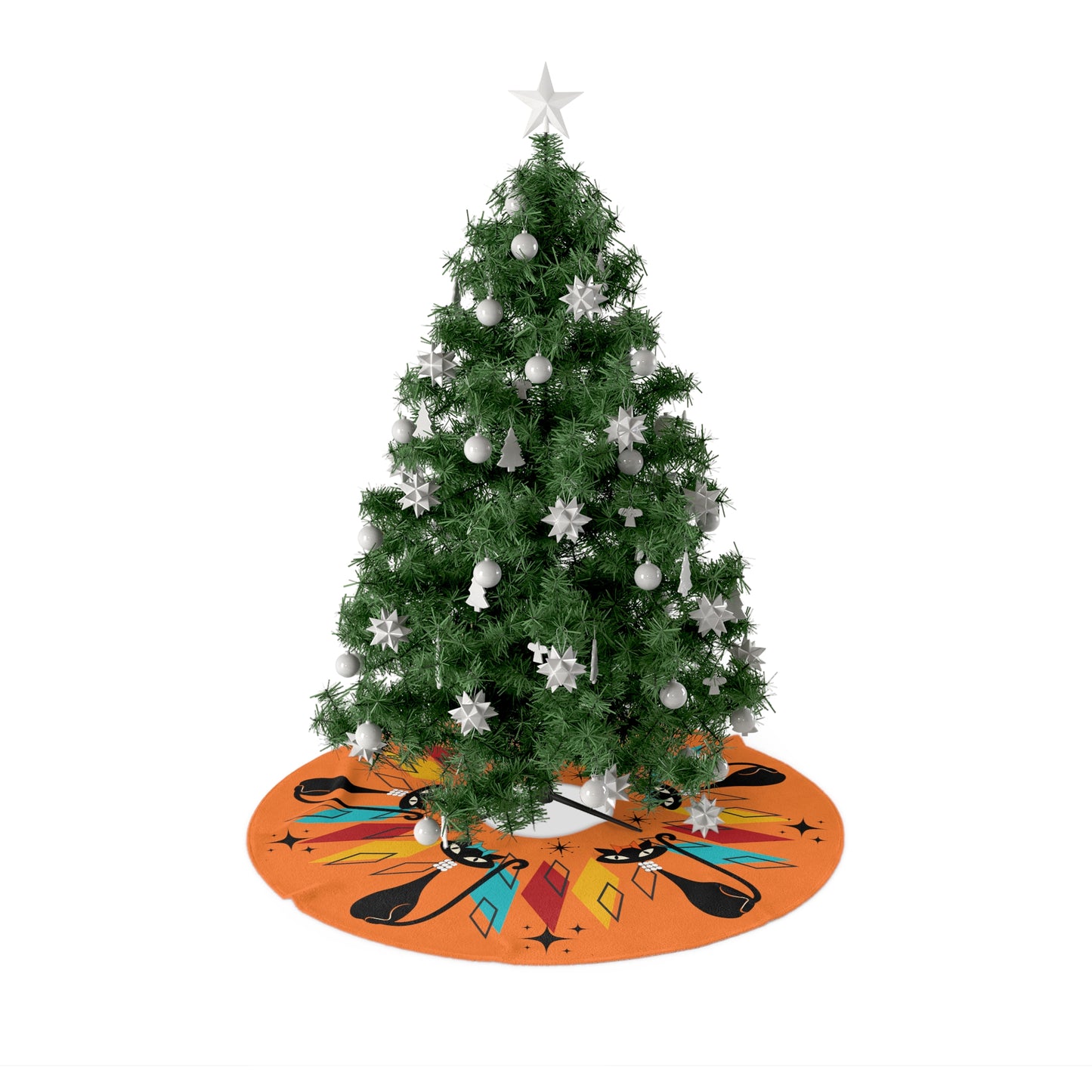 MCM Atomic Cat in Pearls Christmas Tree Skirt