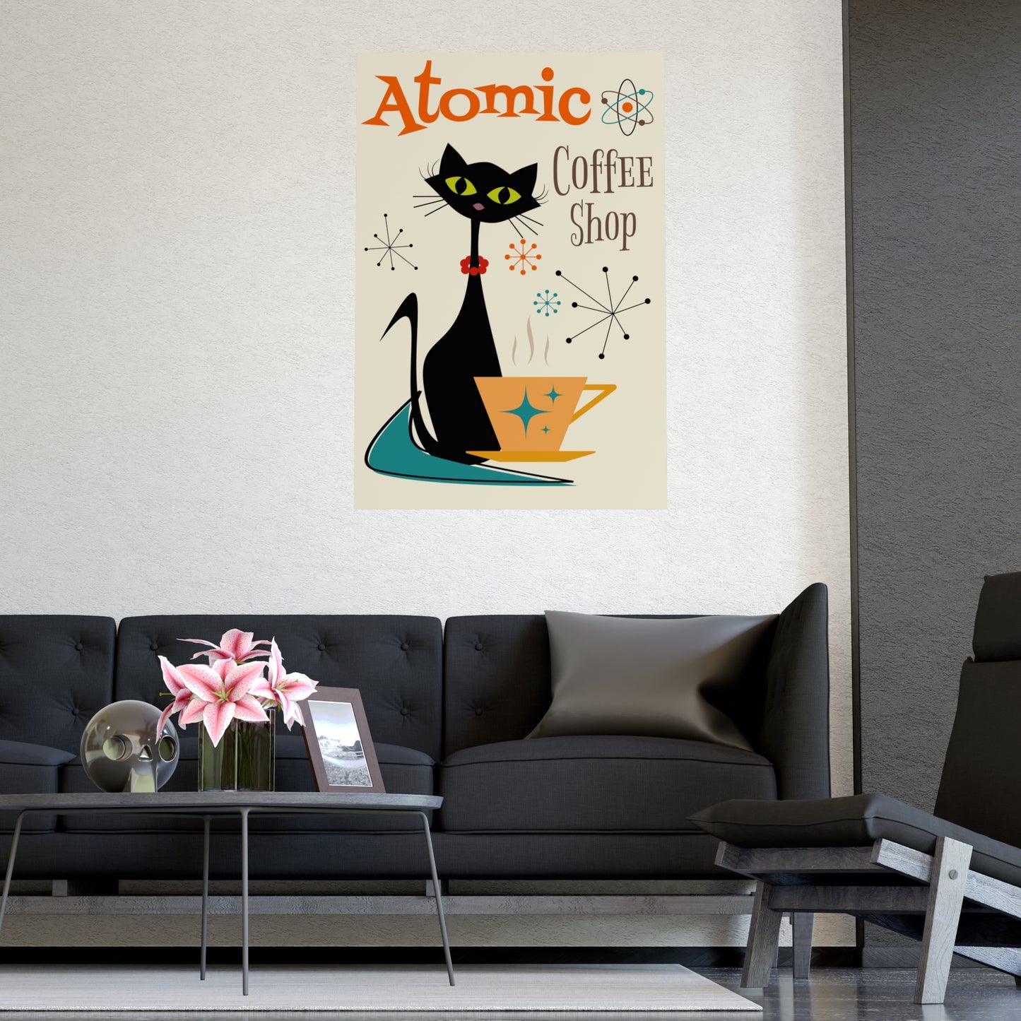 MCM Atomic Cat in Pearls Posters