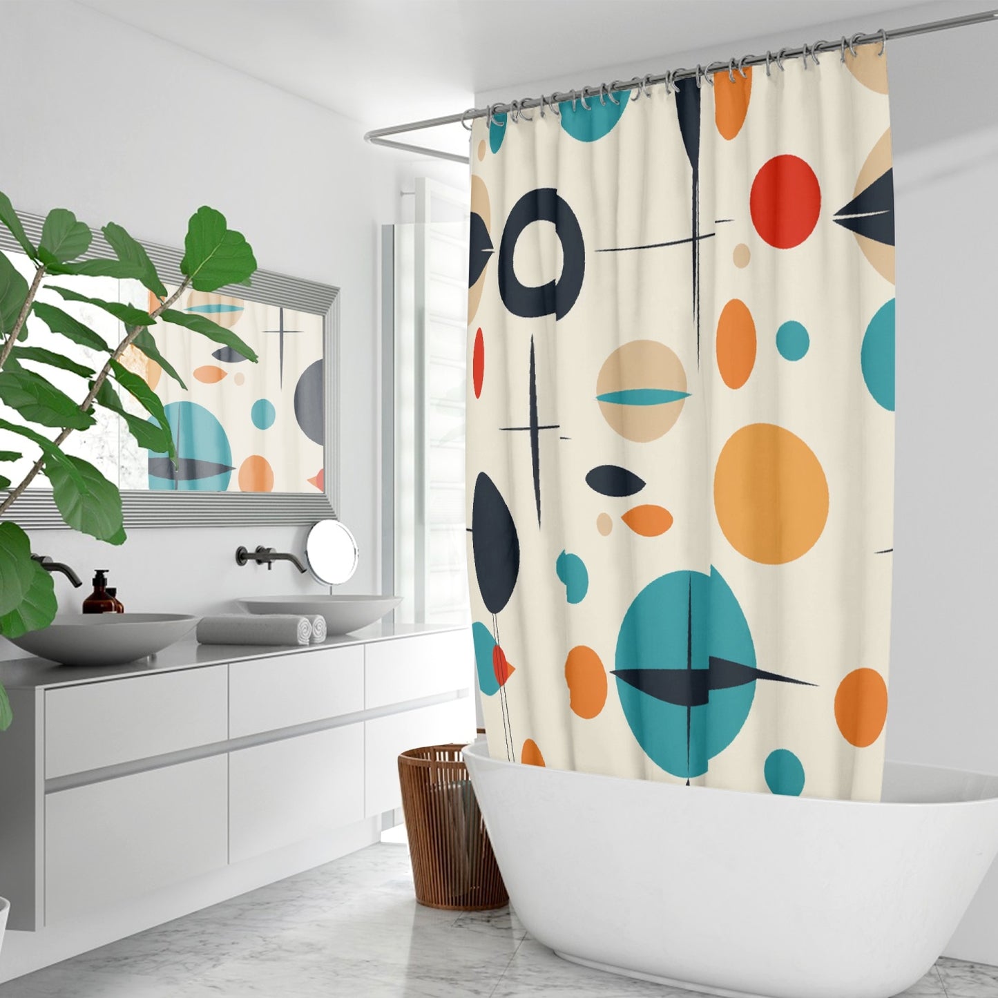 Retro Modern MCM Quick-drying Shower Curtain