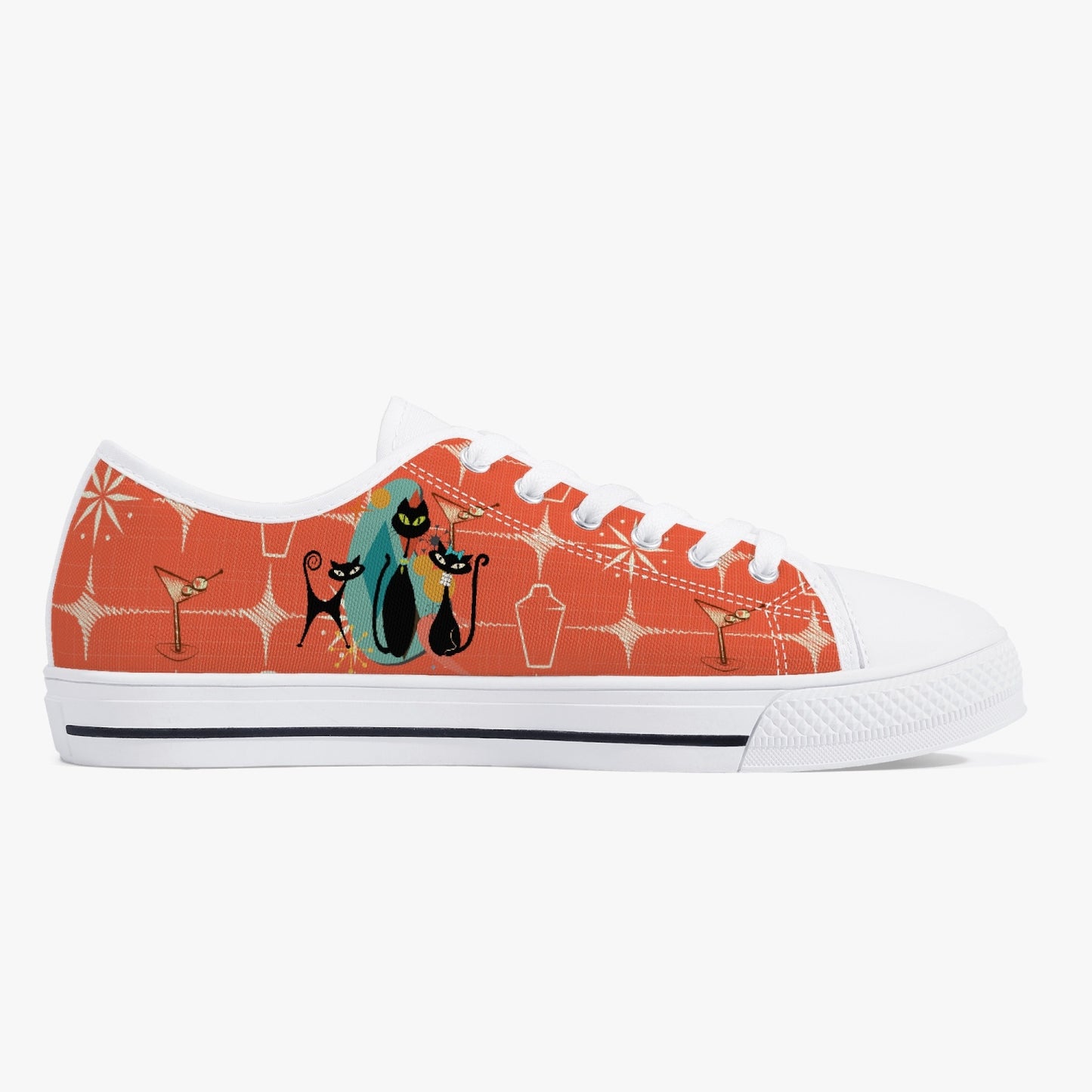 Atomic Cat Low-Top Canvas Shoes - Unisex Converse Style Tennis Shoe